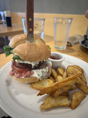 Chickpea vegan burger  at El Buho Vegetariano in San Jose