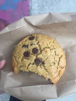 Chocolate chip cookie! delicious and not dry at all at El Buho Vegetariano in San Jose