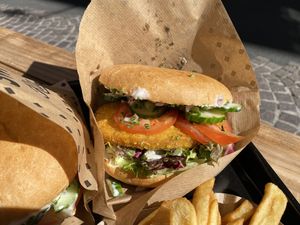 Vienna burger at Swing Kitchen in Innsbruck