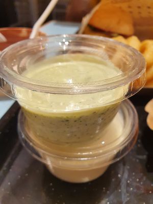 Sauces!!! Zitrone Mayo and Basilikum 😋😋😋 at Swing Kitchen in Innsbruck