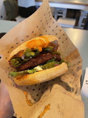 Chili burger without mayo and with hot sauce (really hot souse)  at Swing Kitchen in Innsbruck