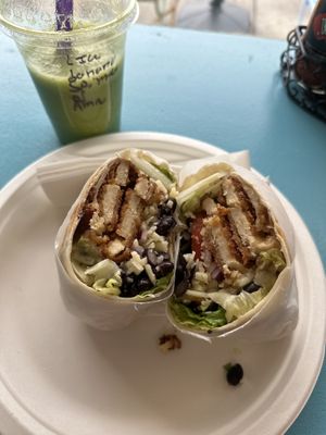 Vegan chicken breakfast burrito  at Peace and Plants in Woodside