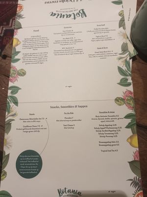 Food Menu at Botania in Utrecht