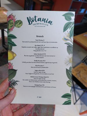 Brunch menu at Botania in Utrecht