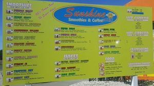 Menu at Sunshine Smoothies & Coffee in Vallejo