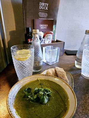 Pea & mint soup at Dirty Duck in Stratford-upon-avon