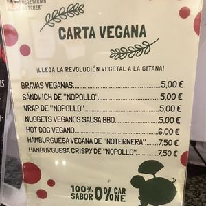 Carta vegana  at La Gitana Loca in Sevilla