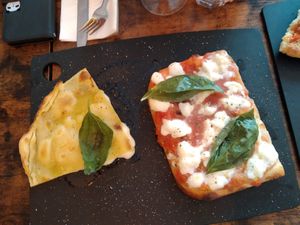 Focaccia 'Vinyl 45' and artisanal pizza 'Daisy' at Sonflour in Cork