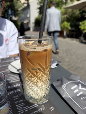 Iced coffee with coconut syrup? Tasty!  at EK Bistro in Ljubljana