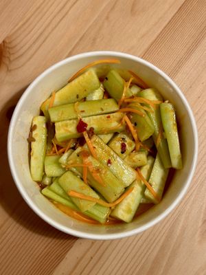 Cucumber saladd  at Ravioli Wang in Florence