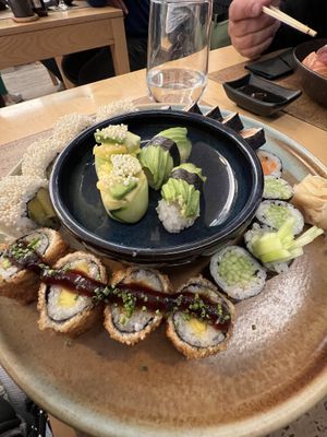 Vegan combo - hot rolls are amazingg  at Kabuki Sushi in Nazare