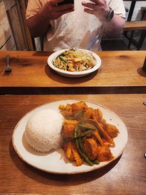 Number 8,9 but vegan with tofu at Kin Khao Cafe in Exeter