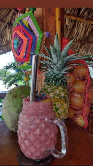 Smoothies mango and berries at 11:11 juices & smoothies  in Puerto Morelos