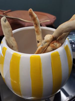 Breadsticks made in house at Vezza in Seoul