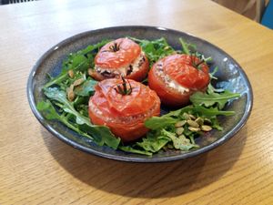 Veggie stuffed tomatoes at La Cachette in Paris