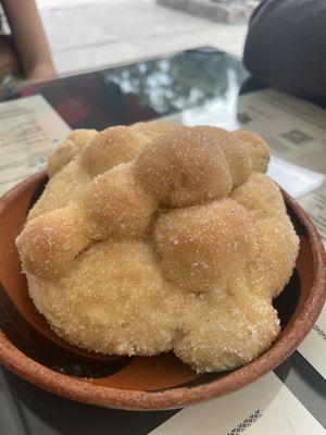 Pan de muerto at Mictlan Antojitos Veganos in Mexico City
