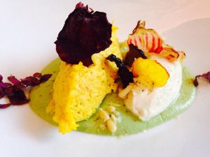 Entree- saffron turmeric risotto at Elizabeth's in Washington