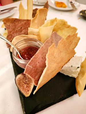 Almond brie, cashew blue, macadamia nut ricotta. With fig. Best cheese I've had at Elizabeth's in Washington