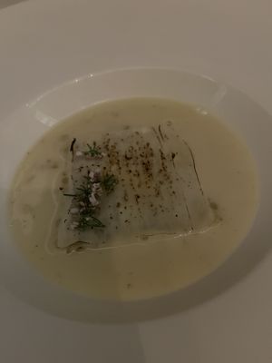 White asparagus soup   at Elizabeth's in Washington