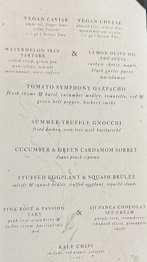 Menu  at Elizabeth's in Washington