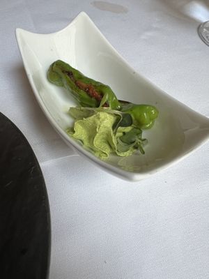 Shishito, pea protein w/carmelized onions  at Elizabeth's in Washington