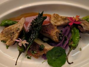 Mycelium & Mezcal
-	grilled lion’s mane & porcini mushrooms, tamarind tequila barbecue, purple potato
 at Elizabeth's in Washington