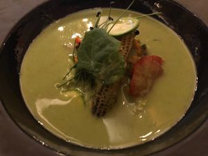 Green strawberry gazpacho at Elizabeth's in Washington