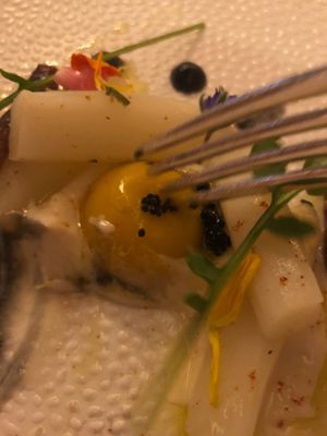 sous vide white asparagus at Elizabeth's in Washington