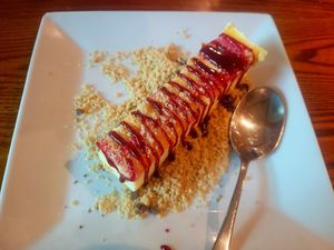 Lemon & Raspberry Semifreddo. at The Harbour in Caernarfon