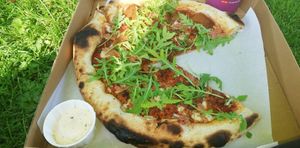 The vegan 'woody' with added rocket, which i recommend! at Woody's Pizza in Todmorden