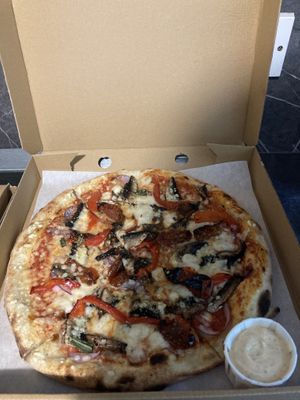 All the Veg-an pizza   at Woody's Pizza in Todmorden