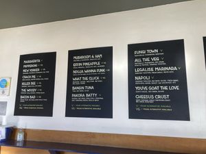 Menu  at Woody's Pizza in Todmorden