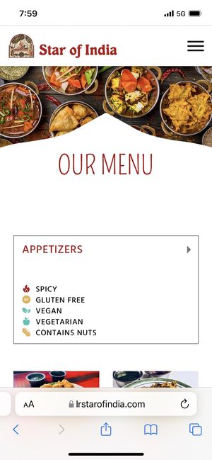   at Star of India in Little Rock