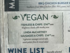 Vegan options   at Palm Court Restaurant in Brighton