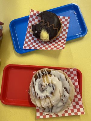 Boston cream and cinnamon swirl   at Future Doughnuts in Bristol