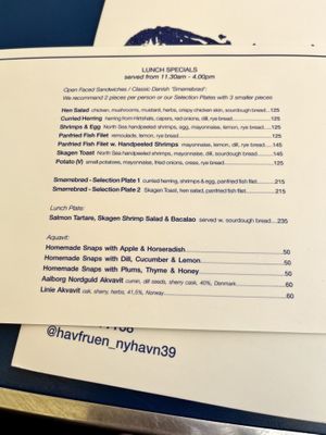 Lunch specials  at Havfruen in Copenhagen