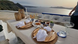 Private cliffside picnic at sunset arranged by Mod owner Christina  at Mod Santorini in Santorini