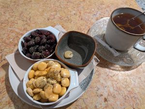 Olives and lupins at Ao Largo in Odeceixe