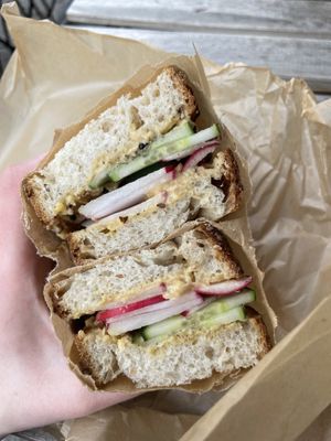 hummus toast   at GreenPot in Brooklyn