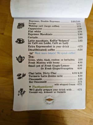 Menu page at Meneer De Boer at Meneer De Boer in Eindhoven