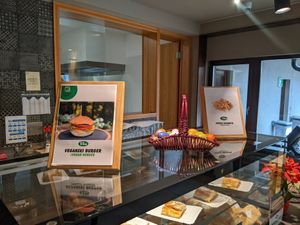 Vegan burger and fries available at most cafes in the park at Bistro Hladovina in Plitvicka Jezera