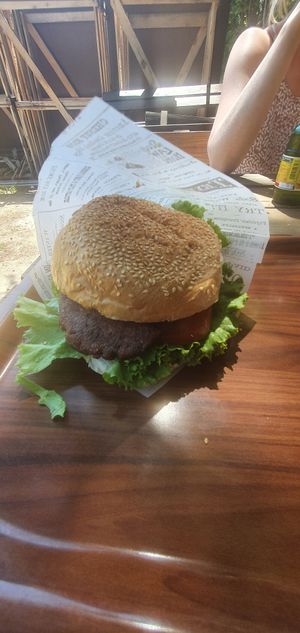 Vegan burger (make sure you ask for no mayo on your burger) at Bistro Hladovina in Plitvicka Jezera
