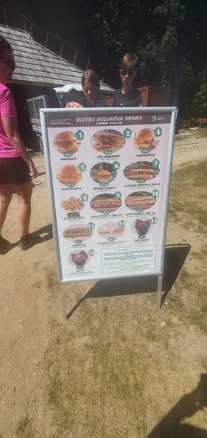 Menu at Bistro Hladovina in Plitvicka Jezera