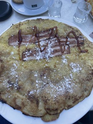 Vegan duo pannenkoek, vegan spek met kaas en appel   at Pannekoekhuis De Nachtegaal in Rotterdam