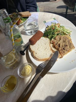 Vegan croquettes, not with vegan butter….   at Pannekoekhuis De Nachtegaal in Rotterdam