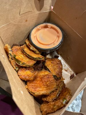 Fried pickles! sorry, I  ate them before taking this picture. 😅😩😢 at Solár: A Vegan Eatery in Tempe