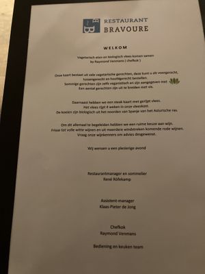 Intro menu at Bravoure in Oost-vlieland