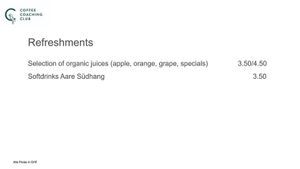 Menu Drinks 2 at Coffee Coaching Club in Bern