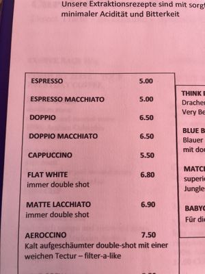 Coffee Prices  at Coffee Coaching Club in Bern