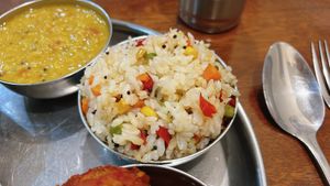 rice with veg  at Govindas in Almaty